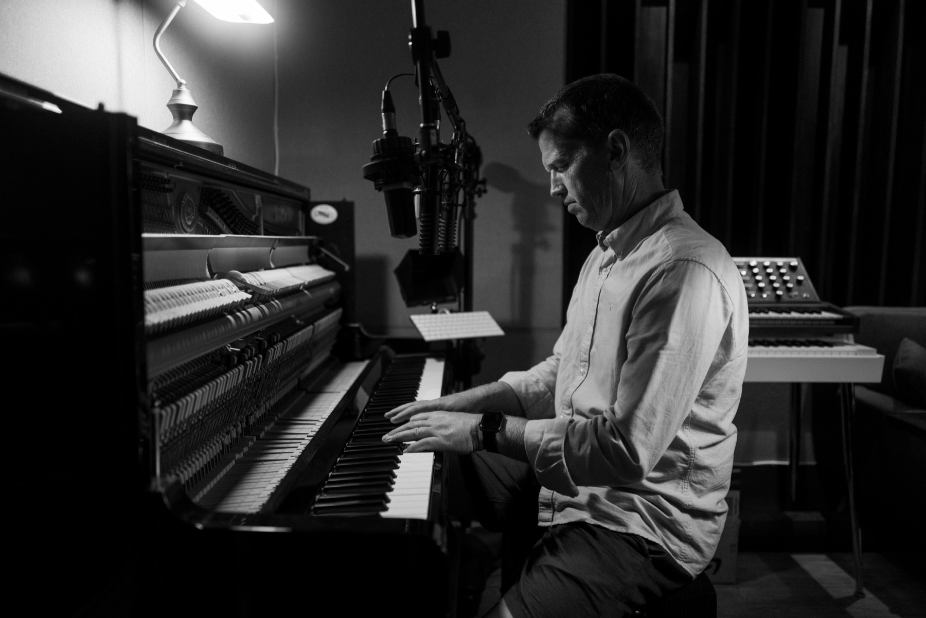 Lars recording piano in his studio